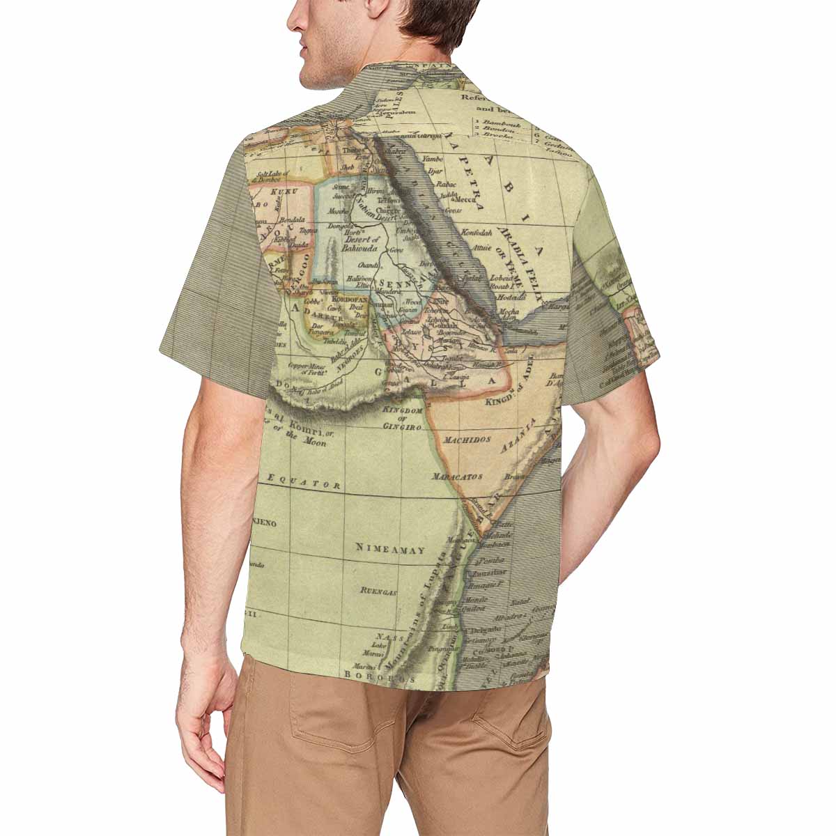 Antique Map design Hawaiian mens shirt, Design 4