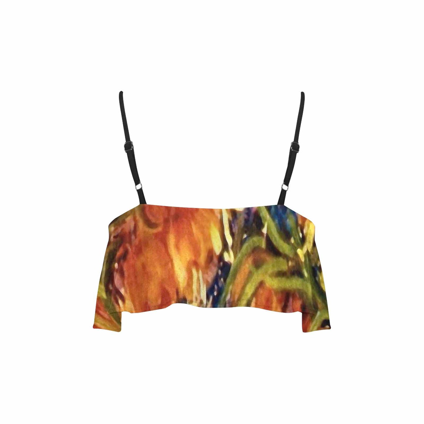 Vintage floral flounce bikini top, Design 42