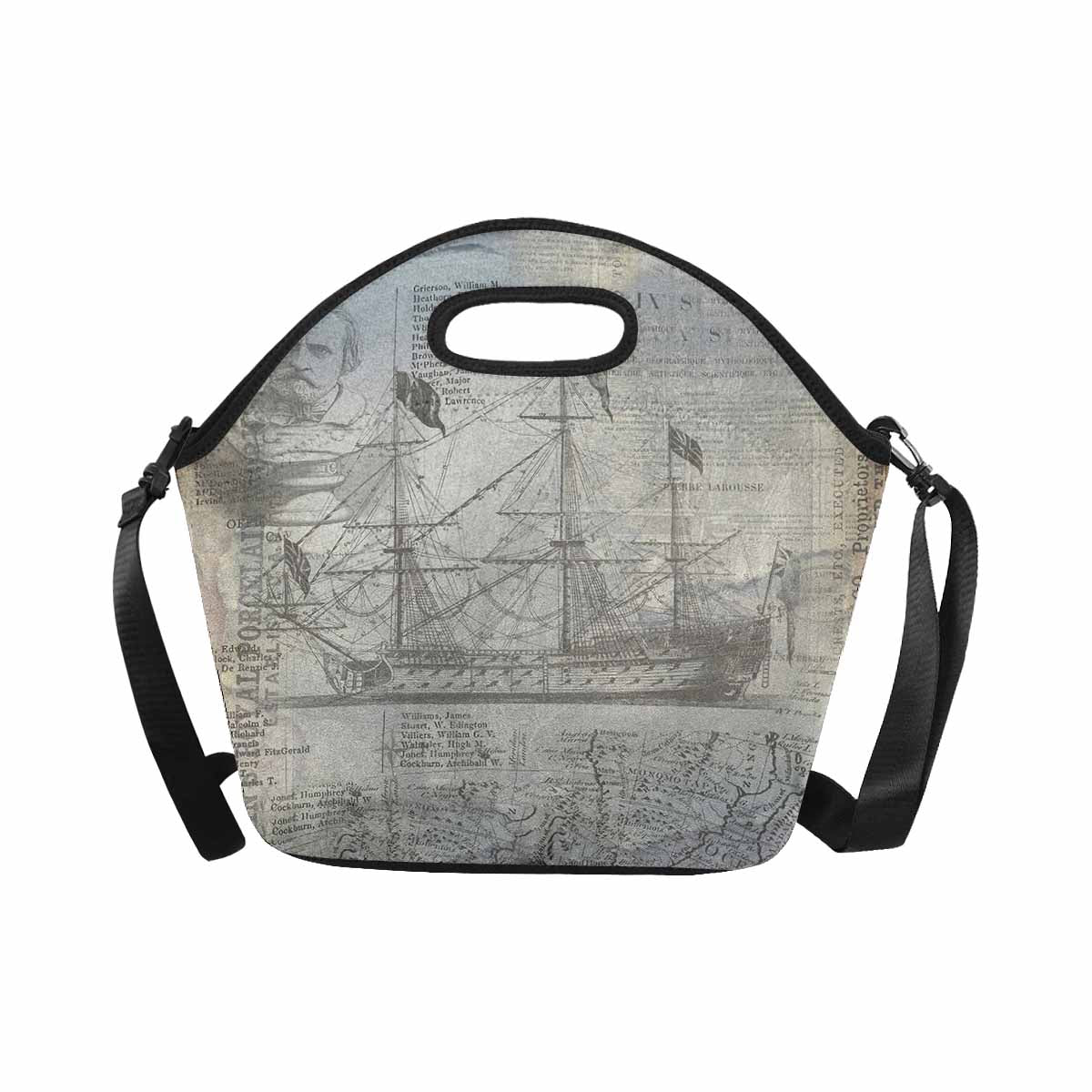 Antique general print, insulated lunch bag, design 33