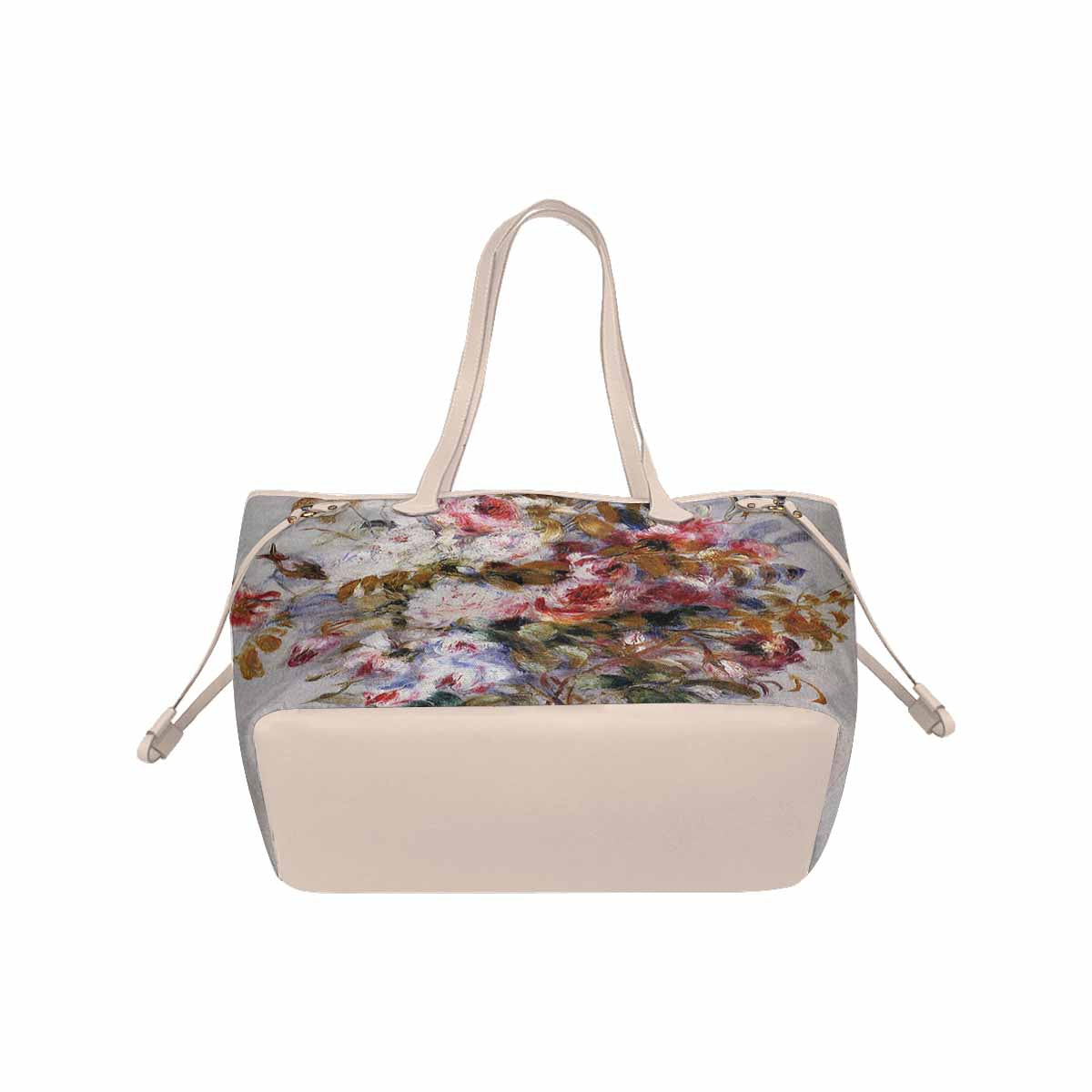 Vintage Floral Handbag, Classic Handbag, Mod 1695361 Design 12, BEIGE/TAN TRIM