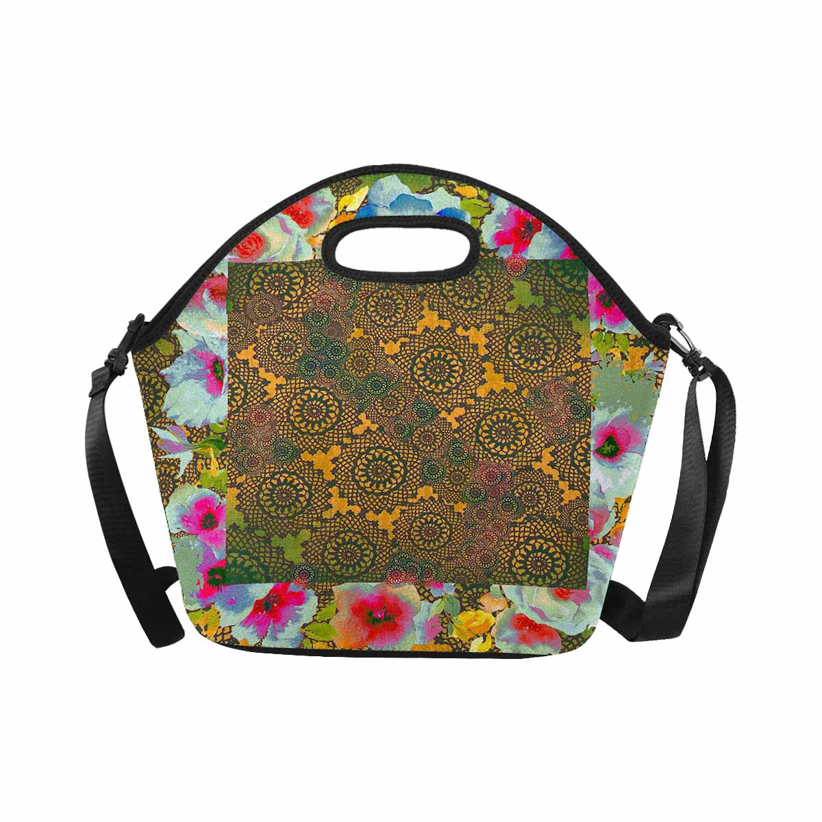 Victorian lace print insulated lunch bag, design 15