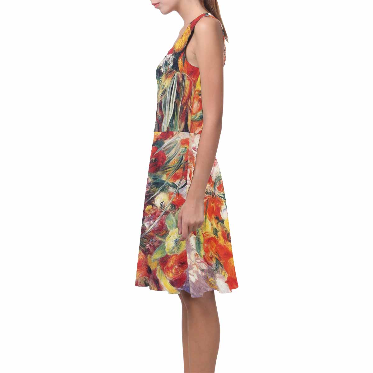 Vintage floral short summer flare dress,  XS to 3XL plus size, model D09534 Design 19