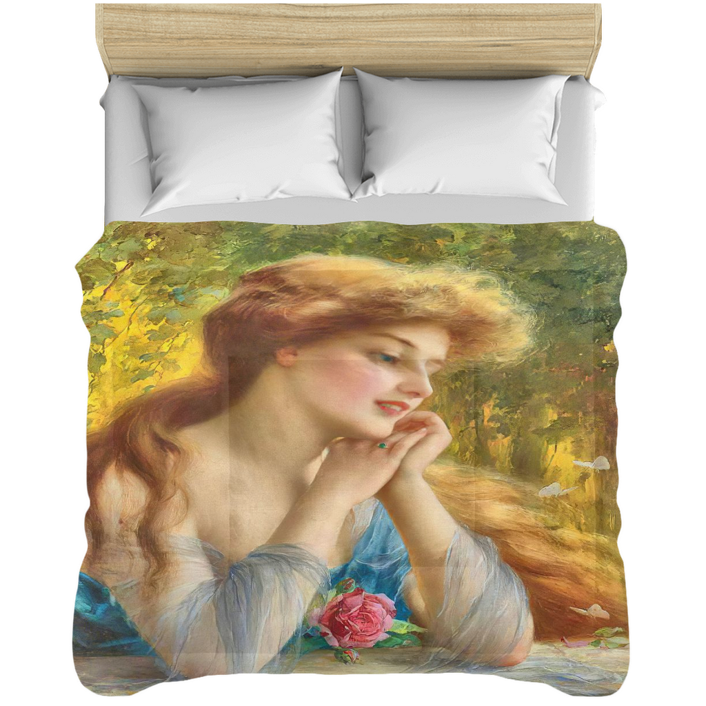 Victorian lady design comforter, twin, twin XL, queen or king, Reverie 2