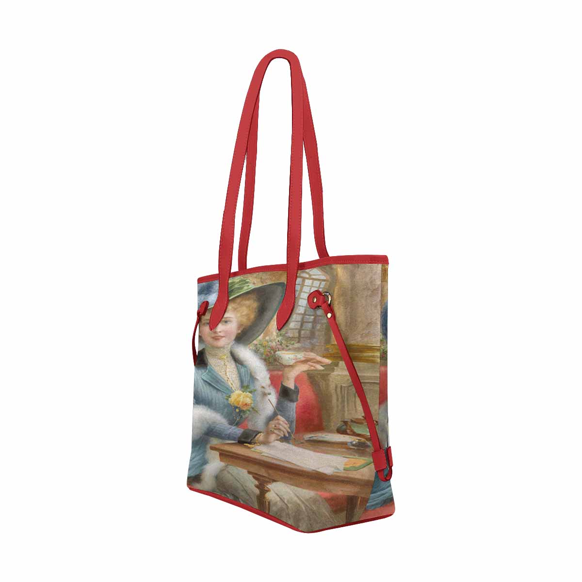 Victorian Lady Design Handbag, Model 1695361 Elegant Lady, RED TRIM