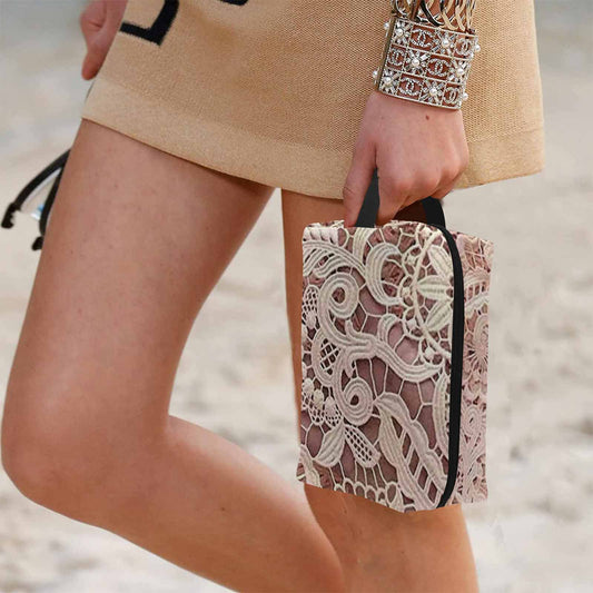 Victorian lace print toiletry comestic bag, design 11