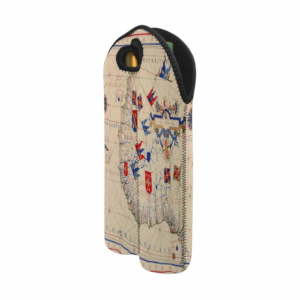 2 Bottle Antique map wine bag,Design 45