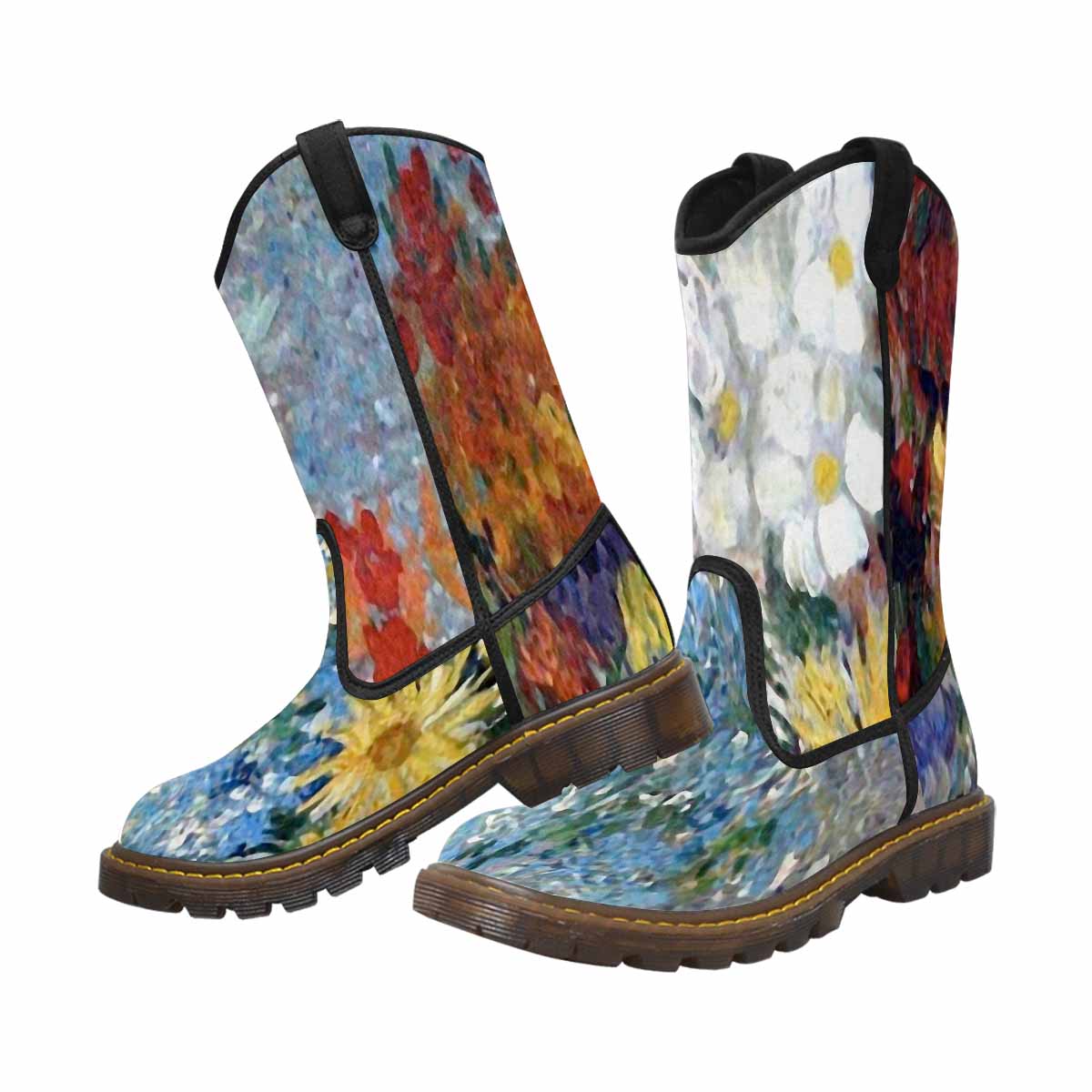 Vintage floral print, western lumber boots Design 41