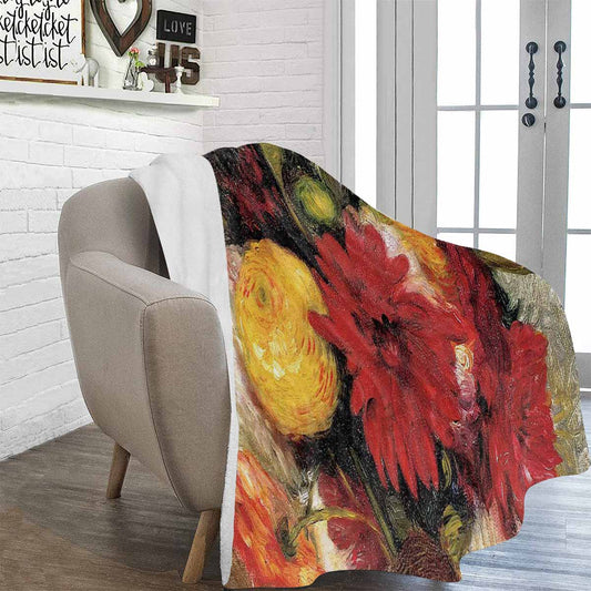 Vintage Floral BLANKET, LARGE 60 in x 80 in, Design 25 C50