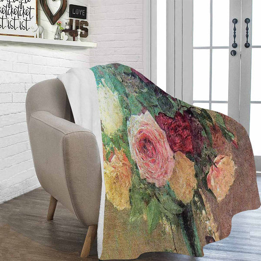 Vintage Floral BLANKET, LARGE 60 in x 80 in, Design 29 C50