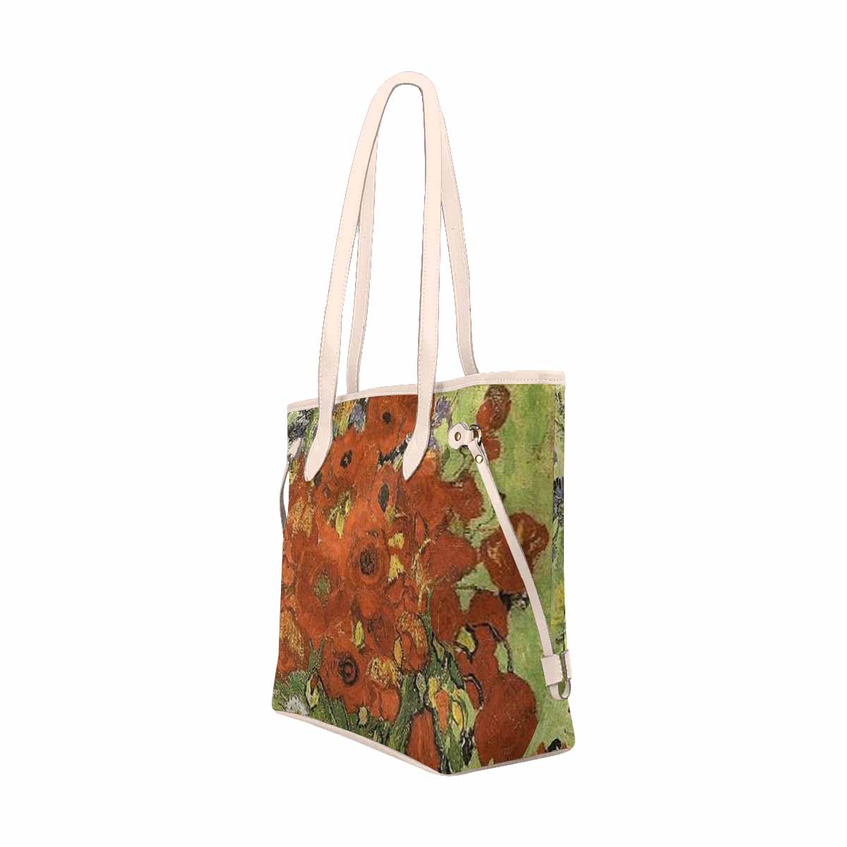 Vintage Floral Handbag, Classic Handbag, Mod 1695361 Design 56 BEIGE/TAN TRIM