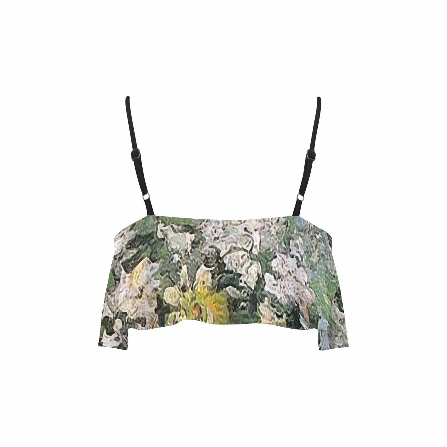 Vintage floral flounce bikini top, Design 07