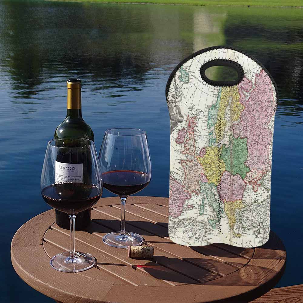2 Bottle Antique map wine bag,Design 30
