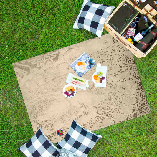 Victorian lace print waterproof picnic mat, 69 x 55in, design 26