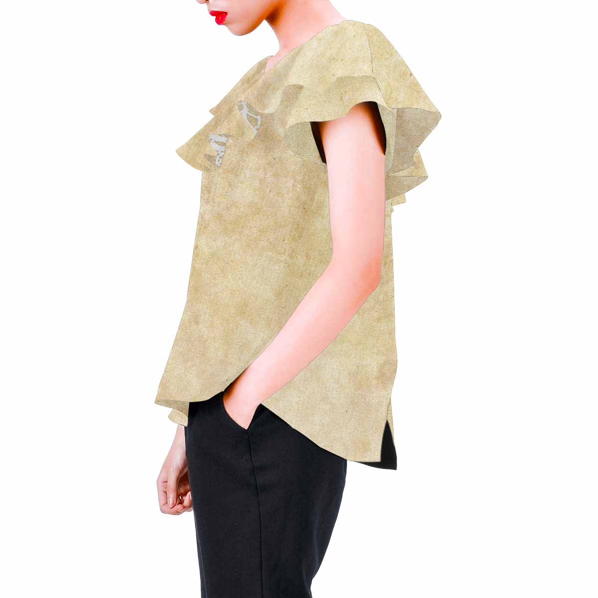 Victorian Lace print Chiffon Blouse, design 29