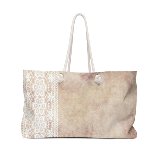 Victorian lace print weekender bag, large, design 35