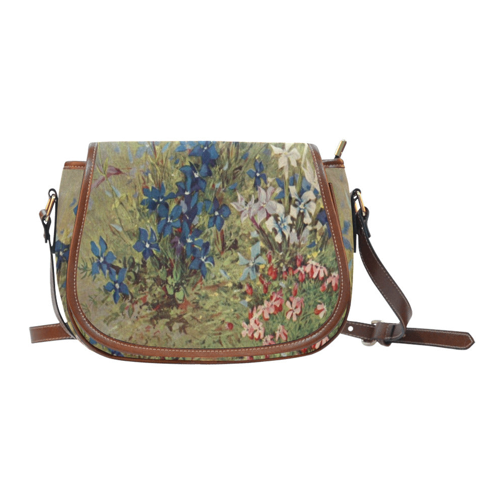 Vintage floral handbag, Design 39 Model 1695341 Saddle Bag/Large (Model 1649)