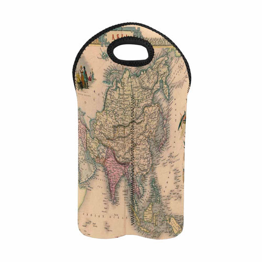 2 Bottle Antique map wine bag,Design 37