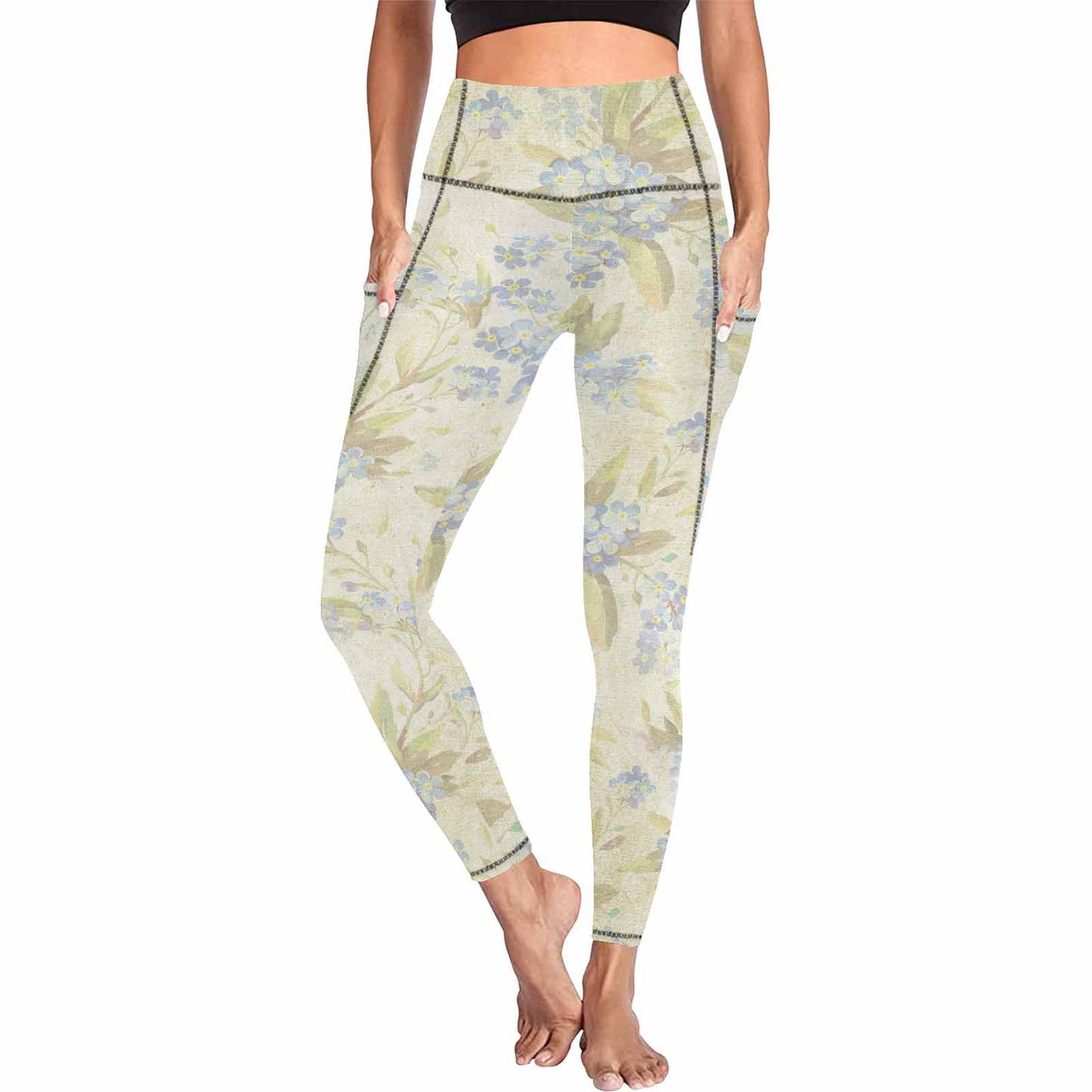 Floral 2, active wear leggings, outside surge, design 17