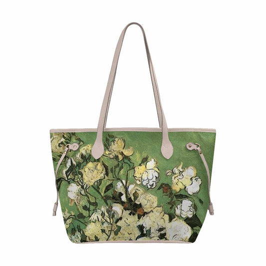 Vintage Floral Handbag, Classic Handbag, Mod 1695361 Design 55 BEIGE/TAN TRIM