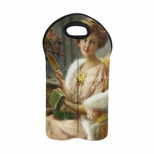 Victorian lady design 2 Bottle wine bag, A young lady with a mirror