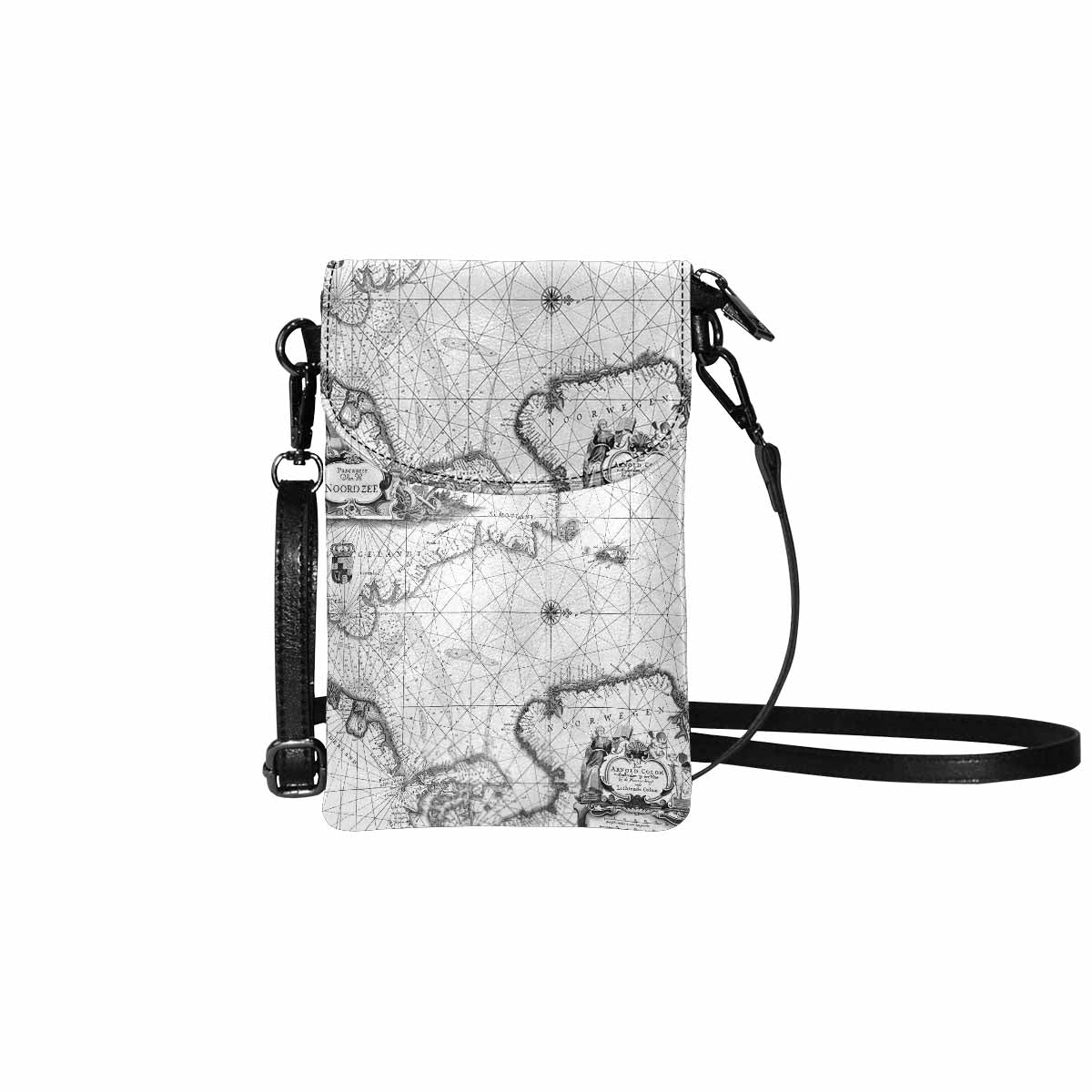 Antique map cell phone purse, moble purse, Design 05