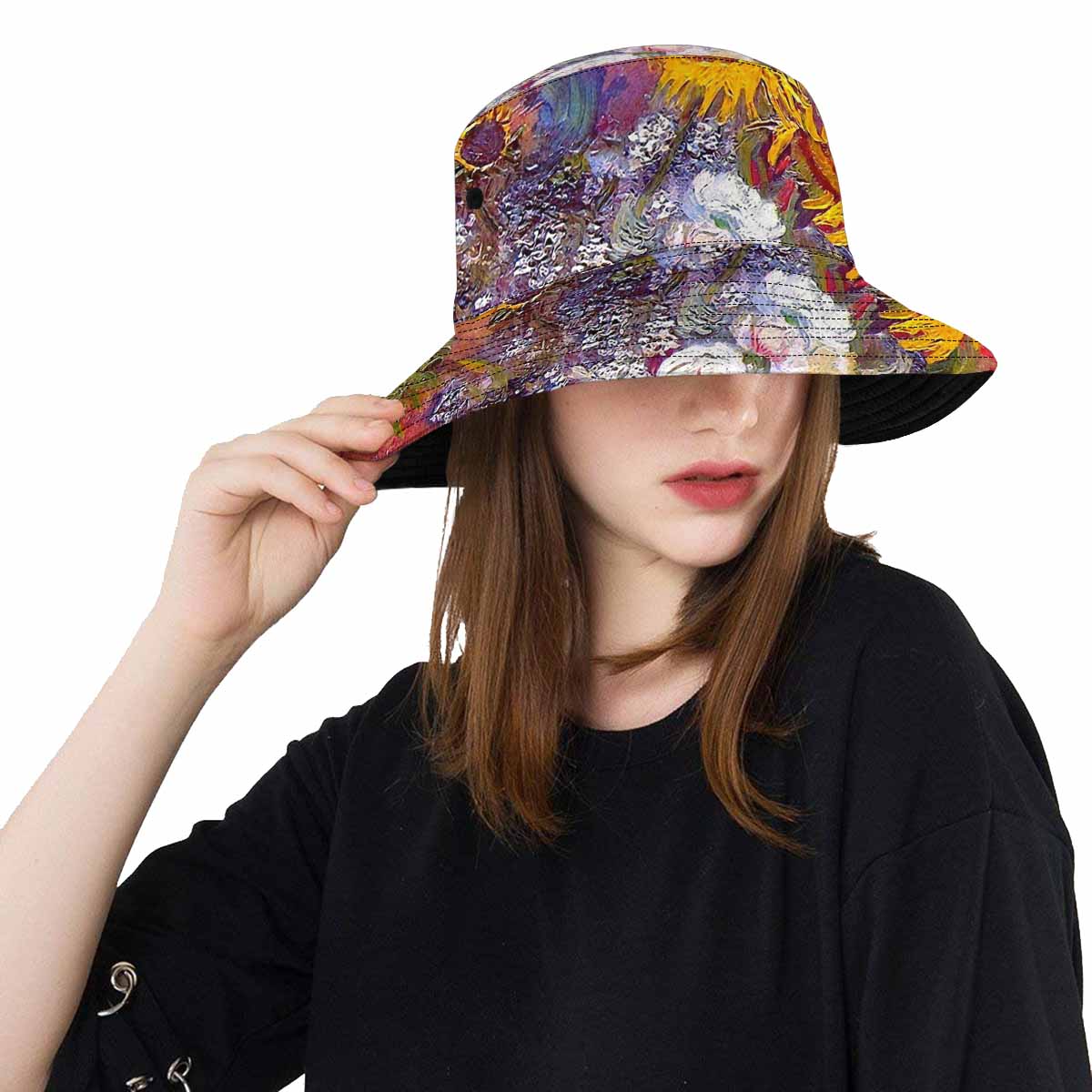Vintage floral unisex bucket boonie Hat, outdoors hat, Design 54