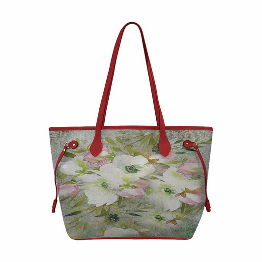 Vintage Floral Handbag, Classic Handbag, Mod 1695361 Design 03, RED TRIM
