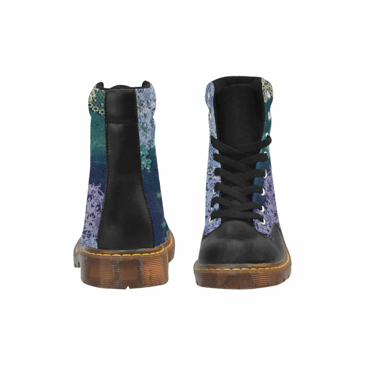 Victorian lace print, cute but tough, Winter walk about  boots, design 05