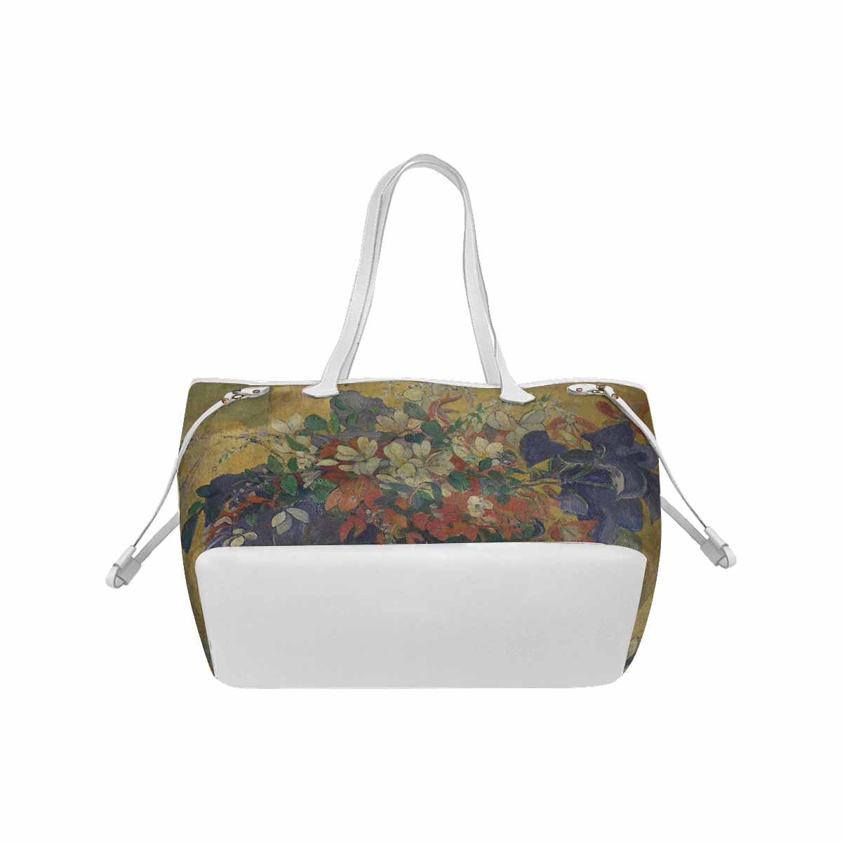 Vintage Floral Handbag, Classic Handbag, Mod 1695361 Design 10, WHITE TRIM