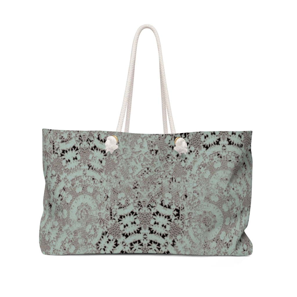 Victorian lace print weekender bag, large, design 51