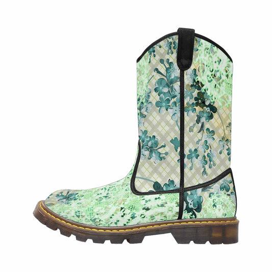 Victorian lace print, western lumber boots, design 53