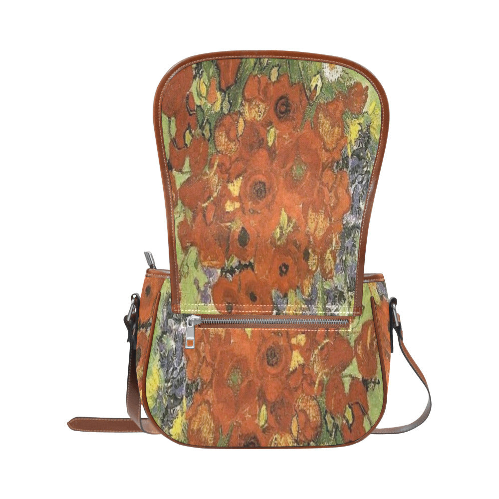 Vintage floral handbag, Design 56 Model 1695341 Saddle Bag/Large (Model 1649)
