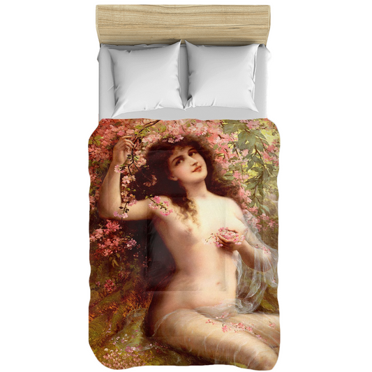 Victorian lady design comforter, twin, twin XL, queen or king, Among The Blossoms