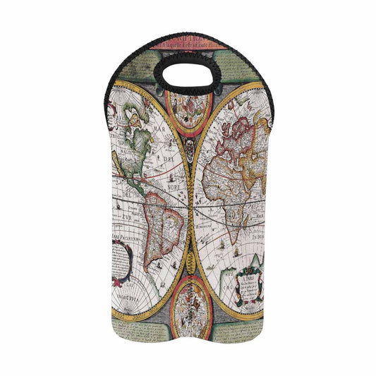 2 Bottle Antique map wine bag,Design 31