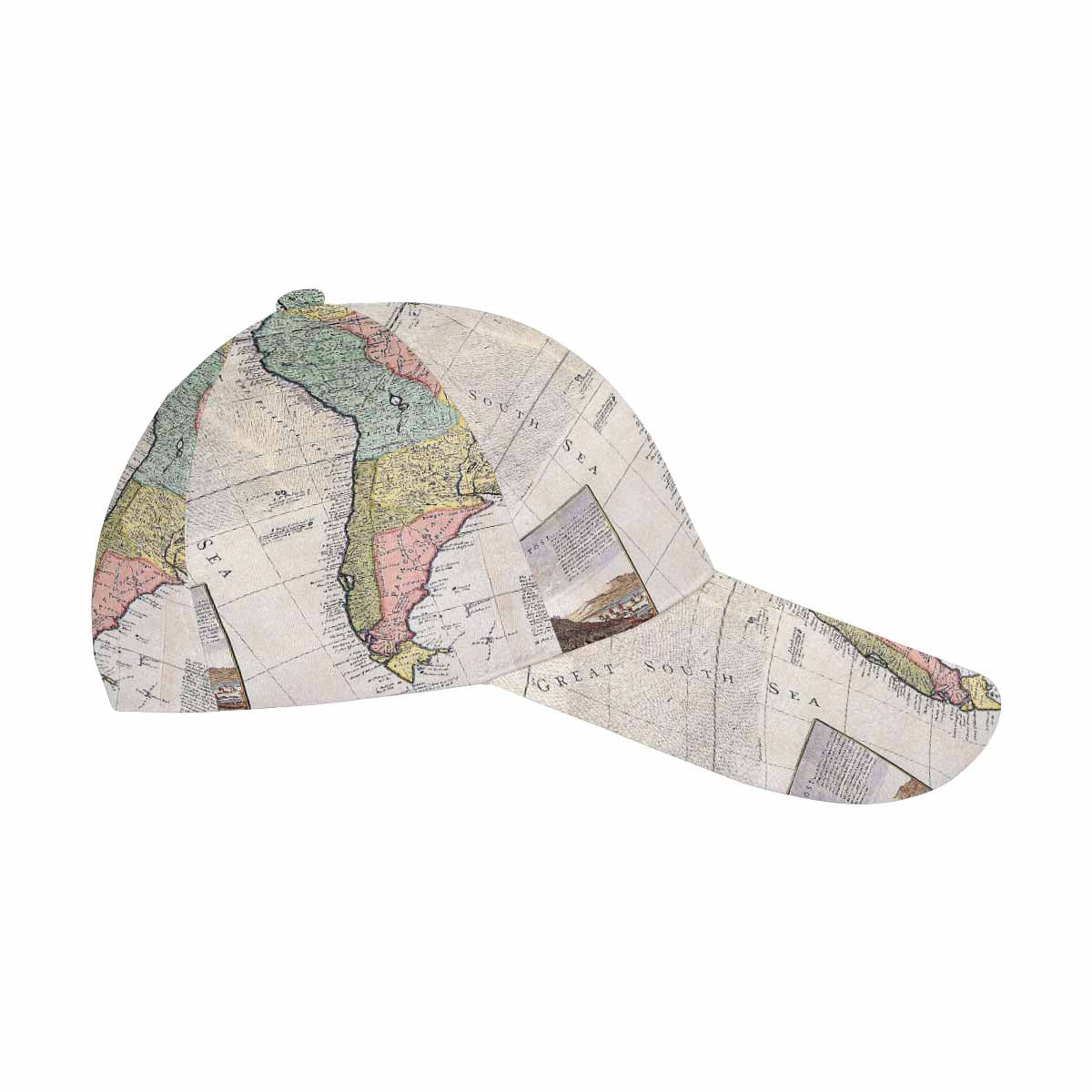 Antique Map design dad cap, trucker hat, Design 40
