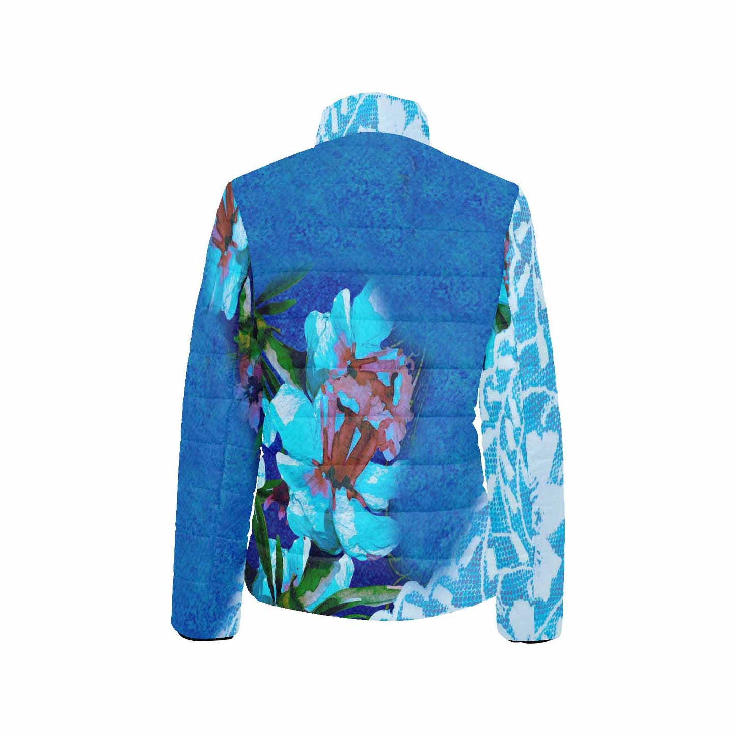 Victorian Lace print womens padded quilted jacket, design 49