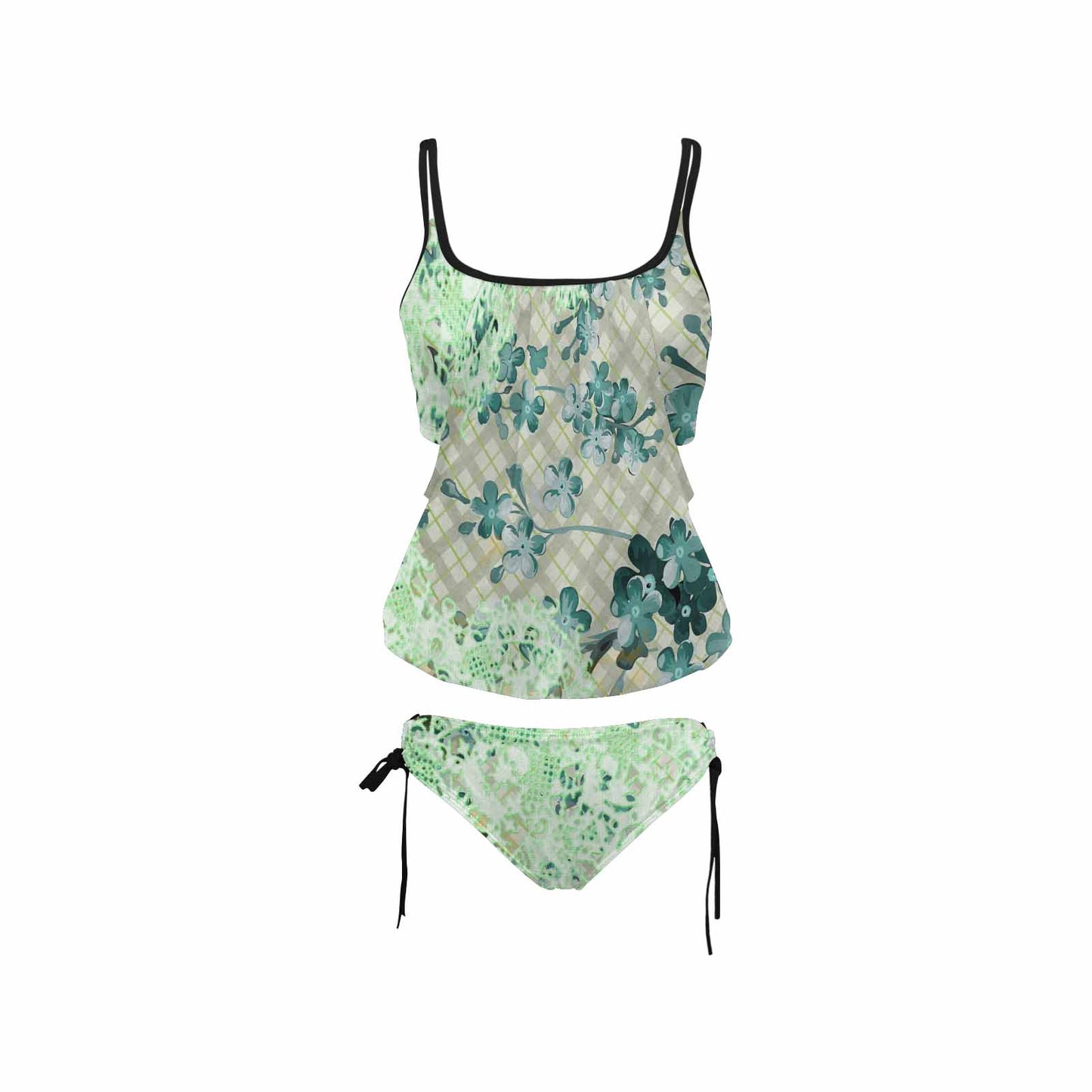 Tankini cover belly swim wear, Printed Victorian lace design 53