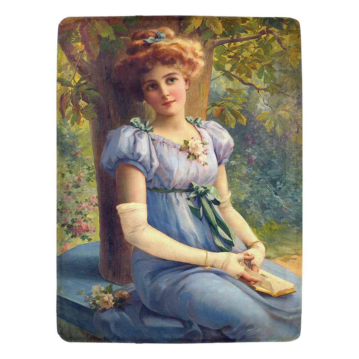 Victorian Lady Design BLANKET, LARGE 60 in x 80 in, A SWEET GLANCE