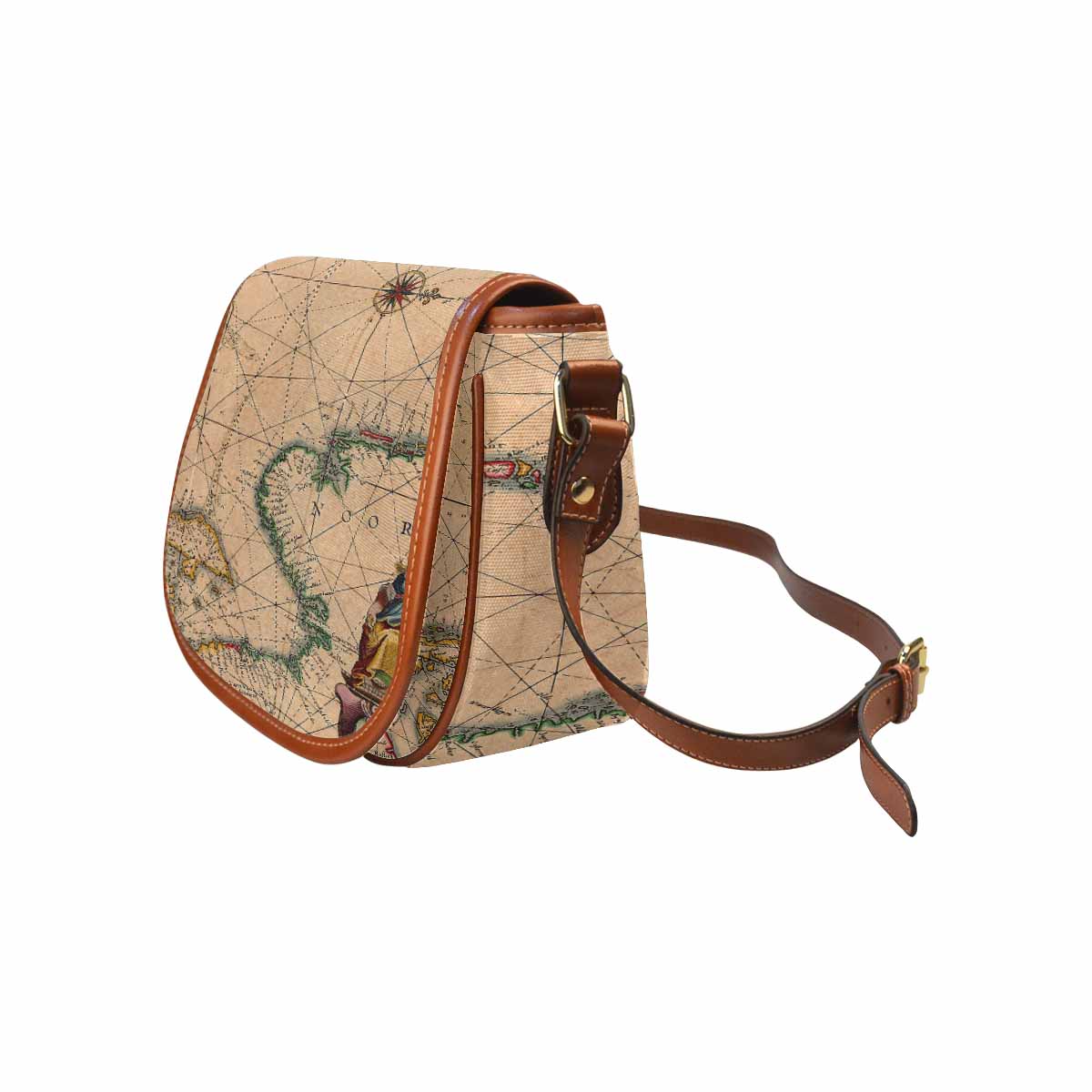 Antique Map design Handbag, saddle bag, Design 7