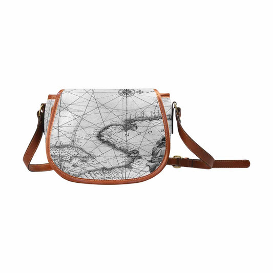 Antique Map design Handbag, saddle bag, Design 5