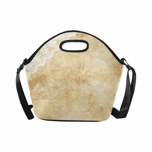 Victorian lace print insulated lunch bag, design 29