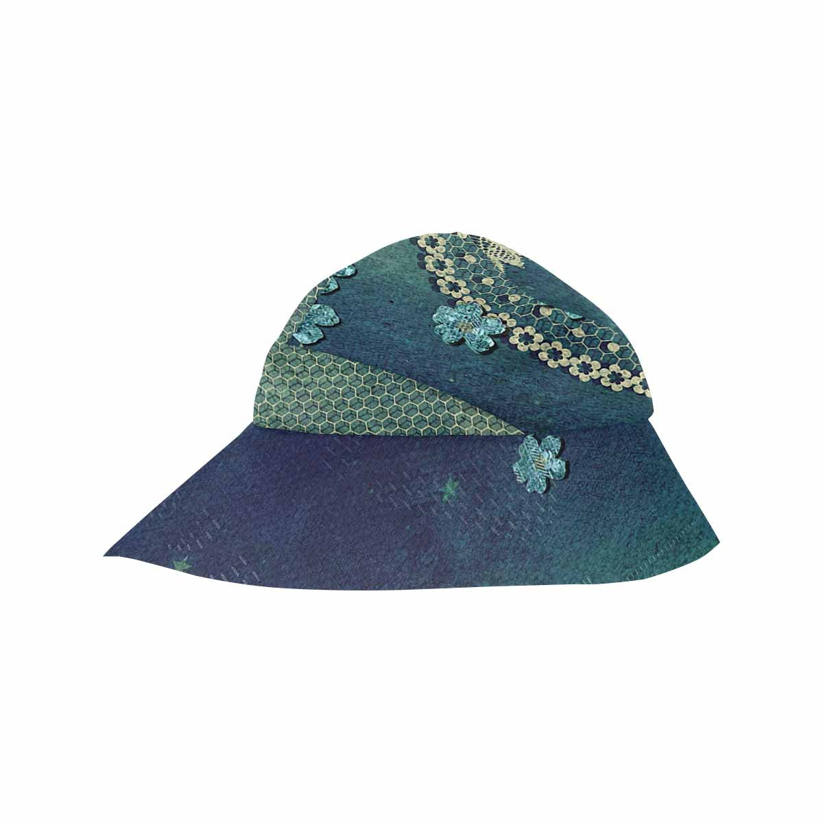 Victorian lace print, wide brim sunvisor Hat, outdoors hat, design 04