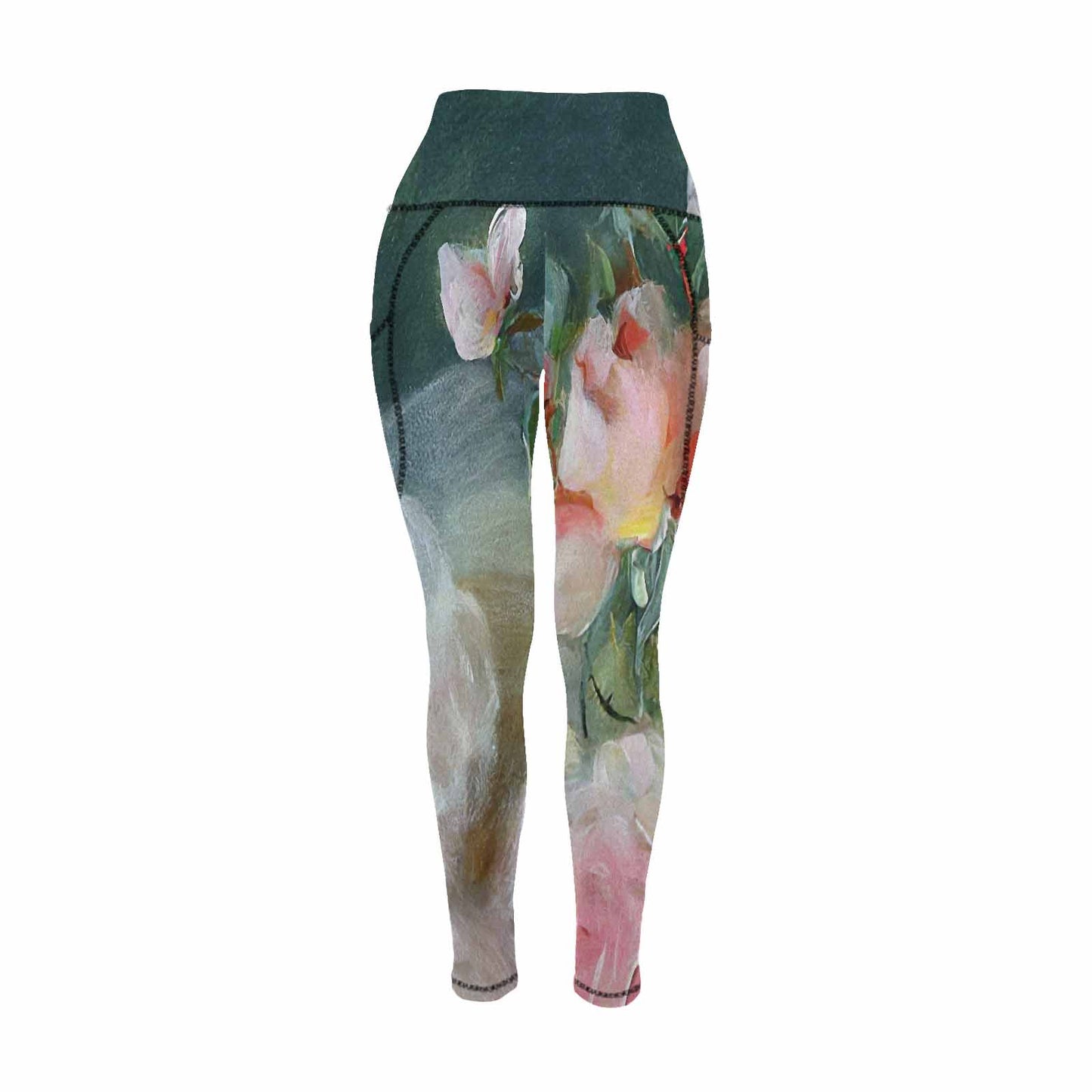 Floral 2, active wear leggings, outside surge, design 57