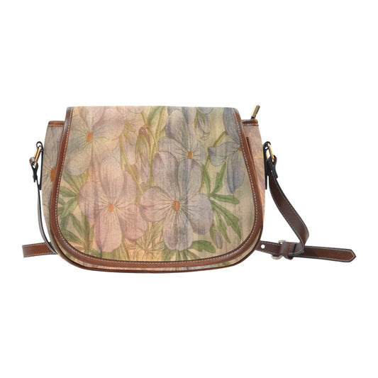 Vintage floral handbag, Design 13xx Model 1695341 Saddle Bag/Large (Model 1649)