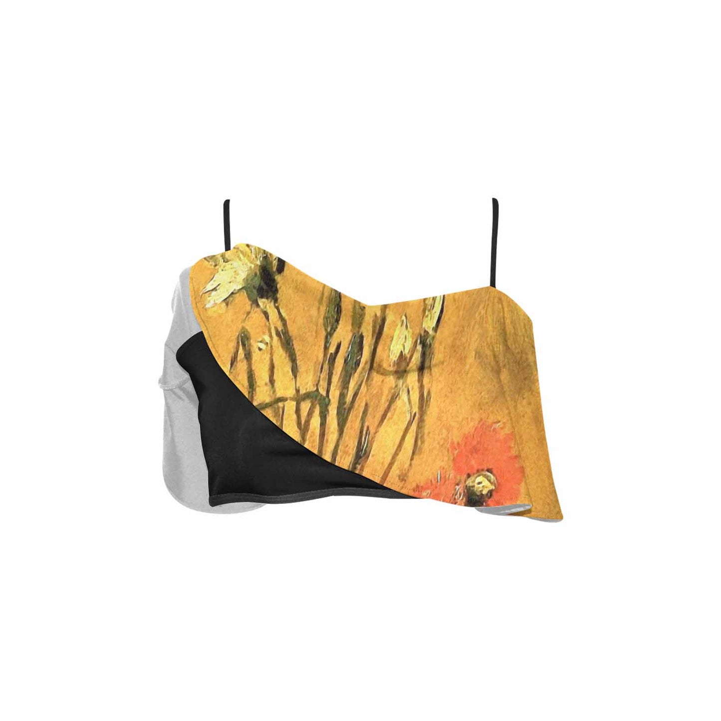 Vintage floral flounce bikini top, Design 61