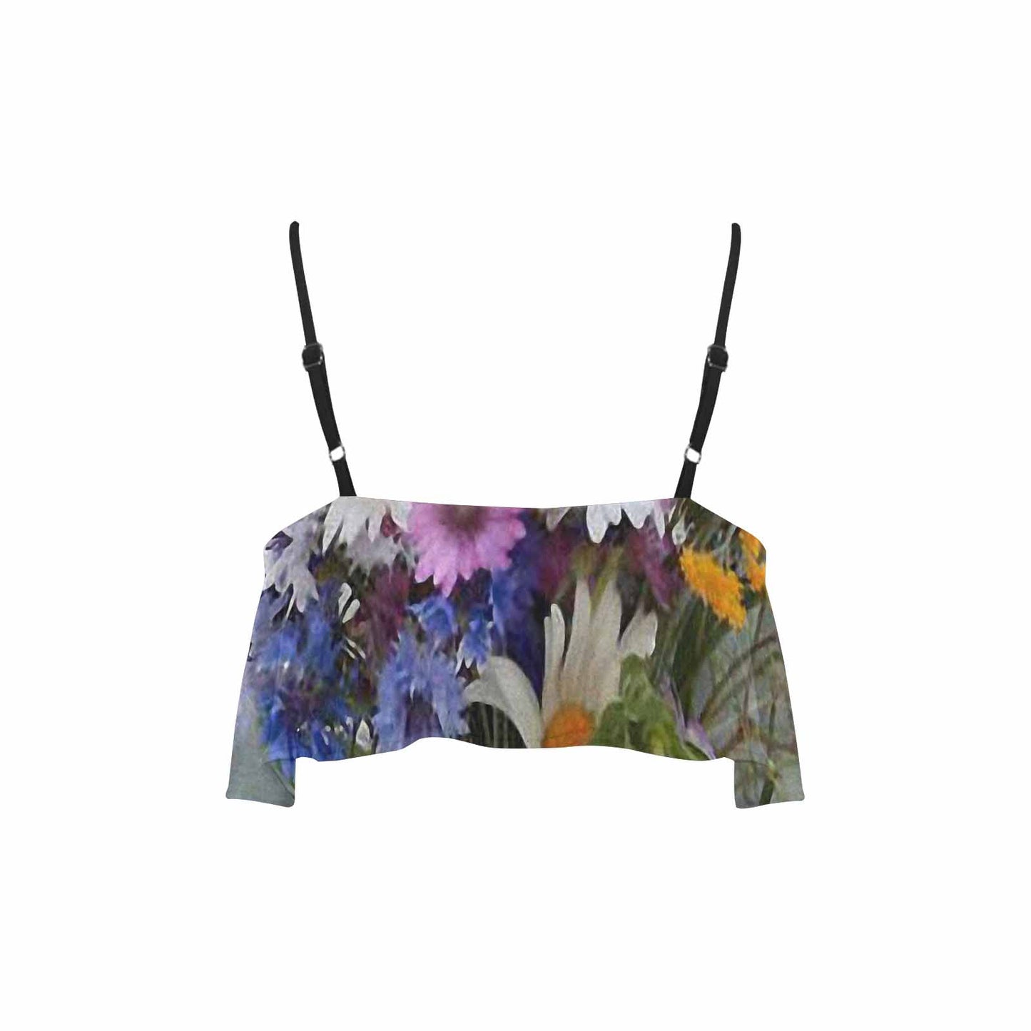 Vintage floral flounce bikini top, Design 02