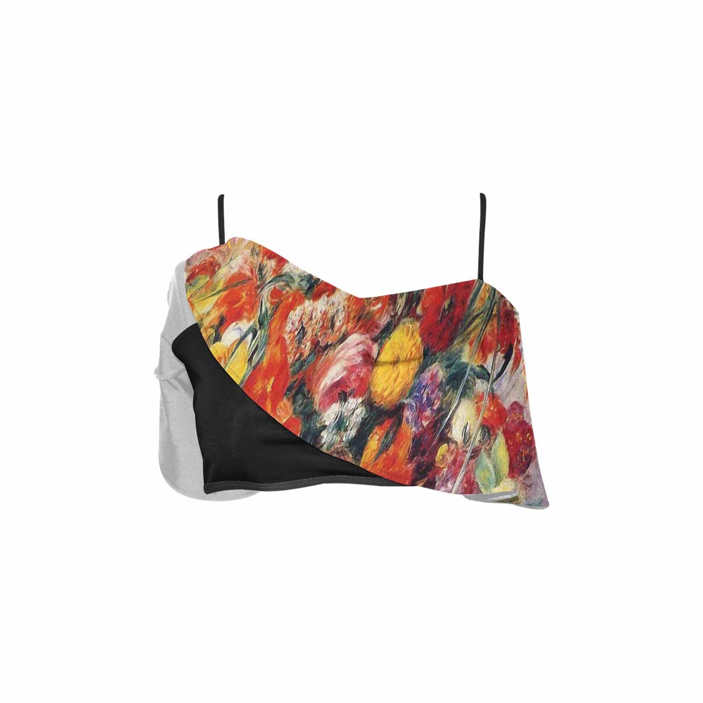 Vintage floral flounce bikini top, Design 19