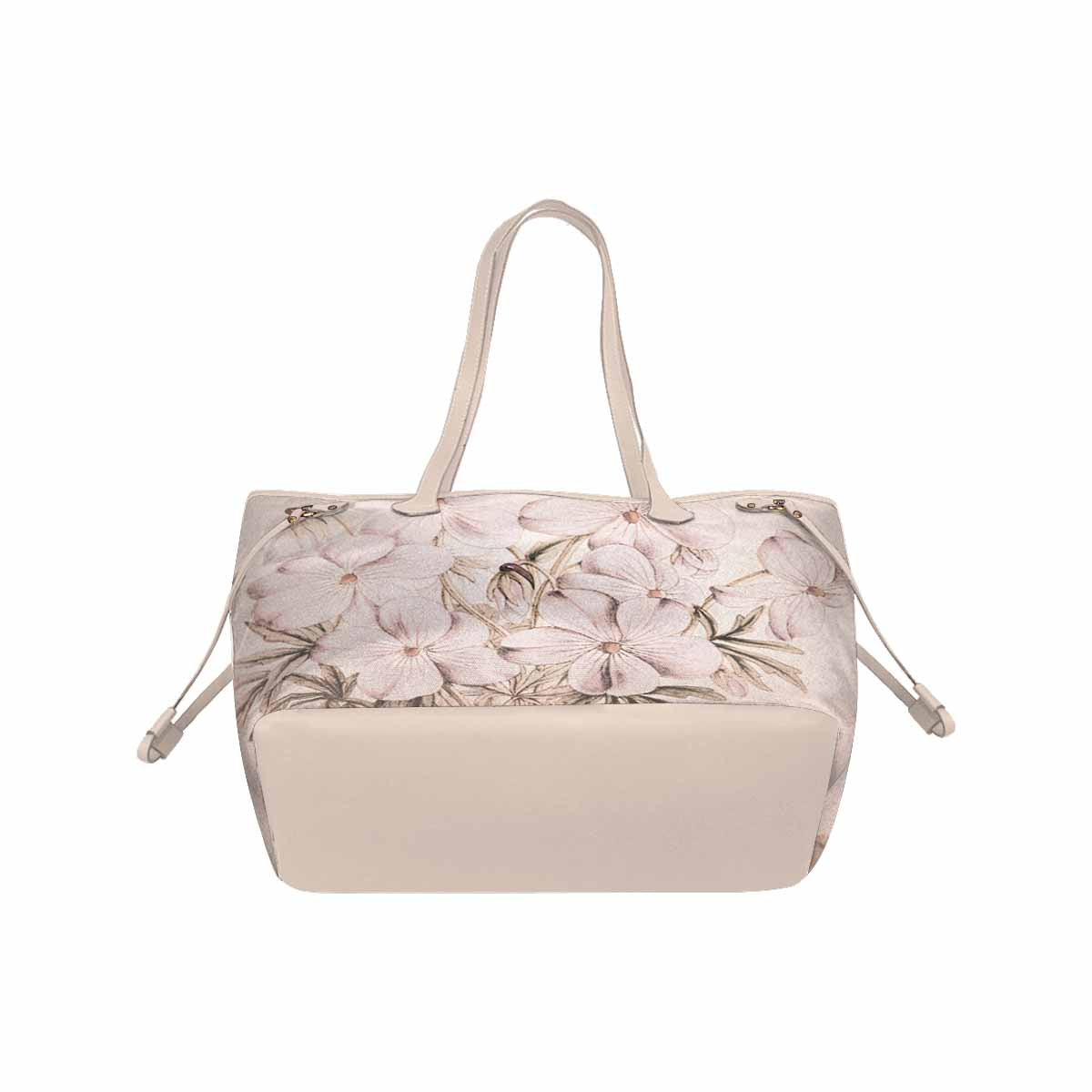 Vintage Floral Handbag, Classic Handbag, Mod 1695361 Design 13x, BEIGE/TAN TRIM