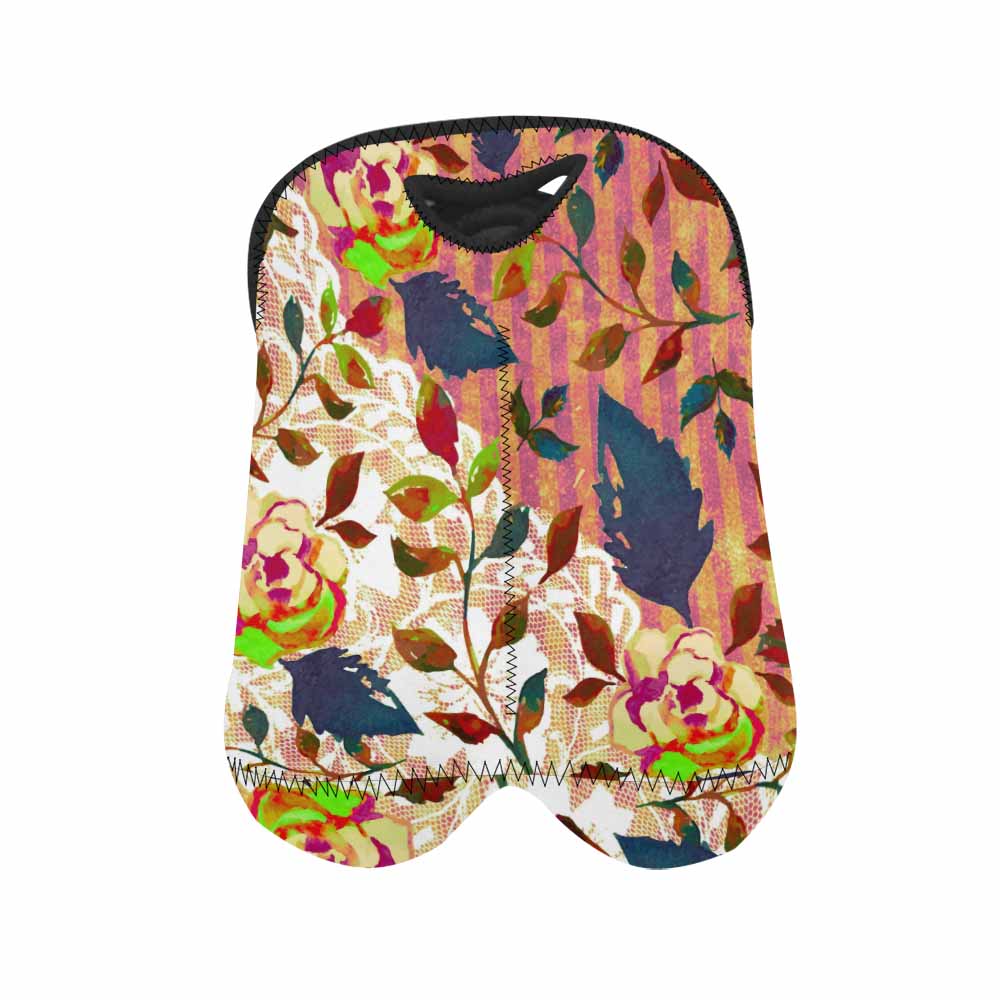 2 Bottle Victorian lace print wine bag, Design 22