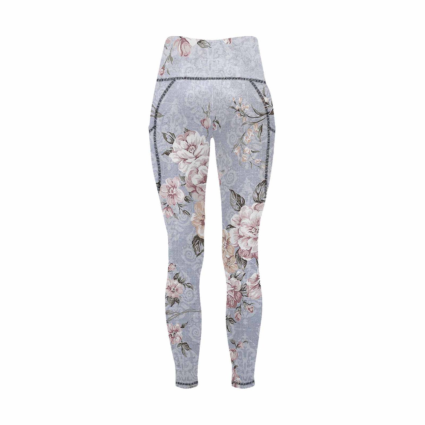 Floral 2, active wear leggings, outside surge, design 24